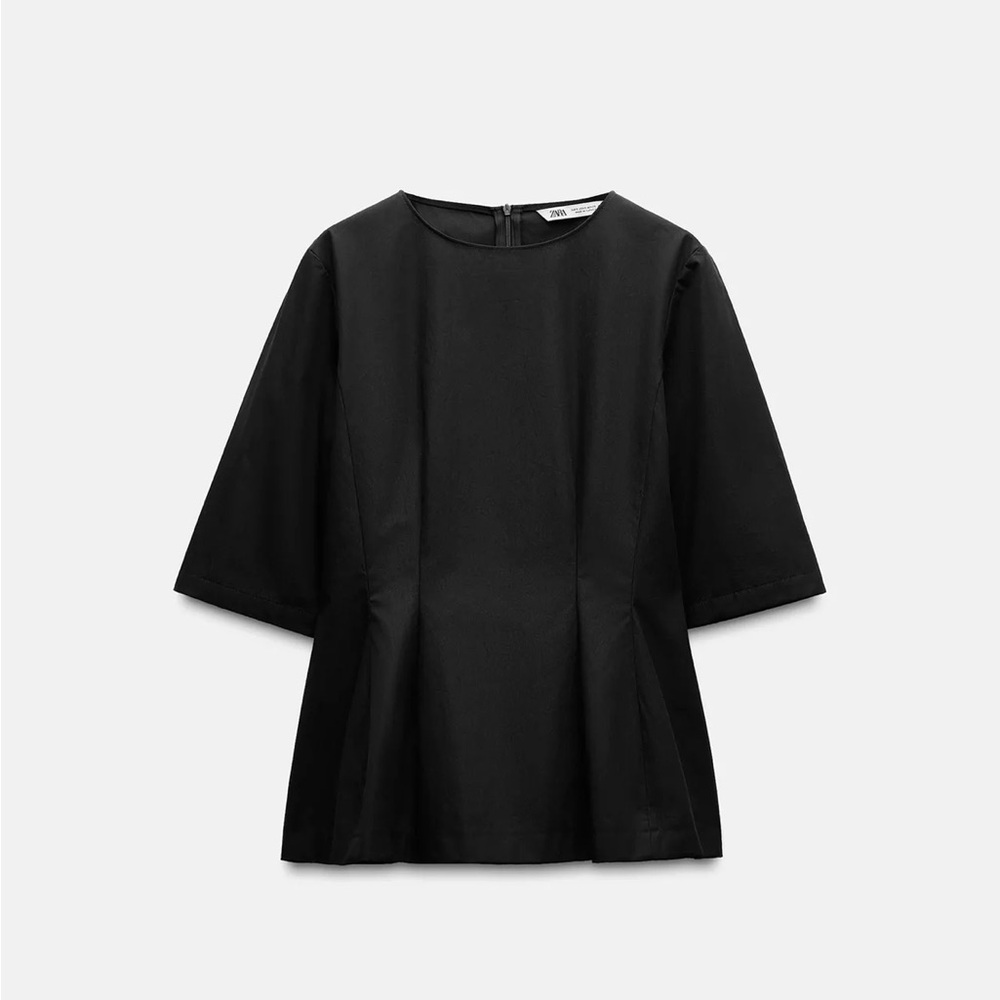 New Zara Peplum Black Blouse
